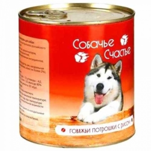Собачье Счастье Говяжьи Потрошки с Рисом
