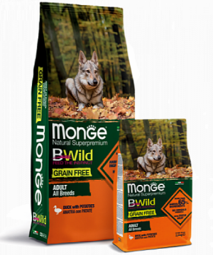 Monge BWild Grain Free All Breeds Adult Dog Anatra для взрослых собак всех пород с уткой и картофелем