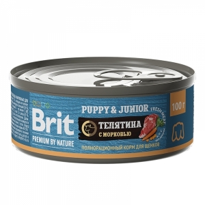 Brit Premium by Nature Консервы с телятиной и морковью для щенков всех пород, 100 гр