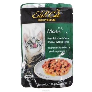 Edel Cat Нежные Кусочки в Соусе с Уткой и Кроликом 100г