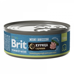 Brit Premium by Nature Консервы с курицей и цукини для взрослых собак мелких пород, 100 гр