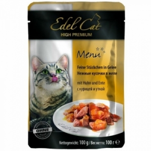 Edel Сat Нежные Кусочки в Желе с Курицей и Уткой 100г