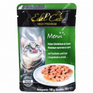 Edel Cat Нежные Кусочки в Соусе с Индейкой и Уткой 100г