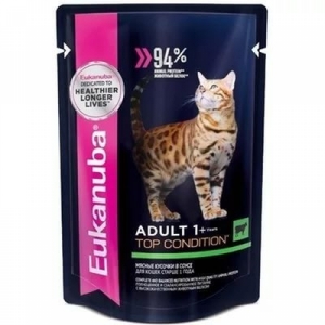 EUK Cat паучи для кошек с говядиной в соусе