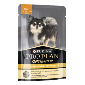 Purina Pro Plan OptiSavour Влажный корм для взрослых собак с курицей в соусе, 85 гр