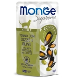 Monge Supreme Adult cat для взрослых кошек с мидиями и оливками, паучи 80 г