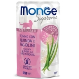 Monge Supreme sterilized cat для стерилизованных кошек из тунца с киноа и зелёной фасолью, паучи 80 г