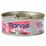 Monge jelly Adult cat для взрослых кошек с желтоперым тунцом и креветками, консервы 80 г
