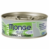 Monge jelly Adult cat для взрослых кошек с желтоперым тунцом и сурими, консервы 80 г