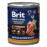 Brit Premium by Nature Консервы с говядиной и печенью для взрослых собак всех пород, 850 гр