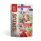 SIRIUS Мясной рацион в соусе для взрослых кошек, 85 гр