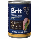Brit Premium by Nature Консервы с индейкой и тыквой для взрослых собак всех пород с чувствительным пищеварением, 410 гр