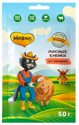 Мнямс Лакомство для кошек "Фермерская Ярмарка" Мясные кубики из говядины, 50 гр