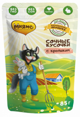 Мнямс Влажный корм "Фермерская ярмарка" Сочные кусочки с кроликом, 85 гр