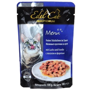 Edel Cat Нежные Кусочки в Соусе с Лососем и Форелью 100г